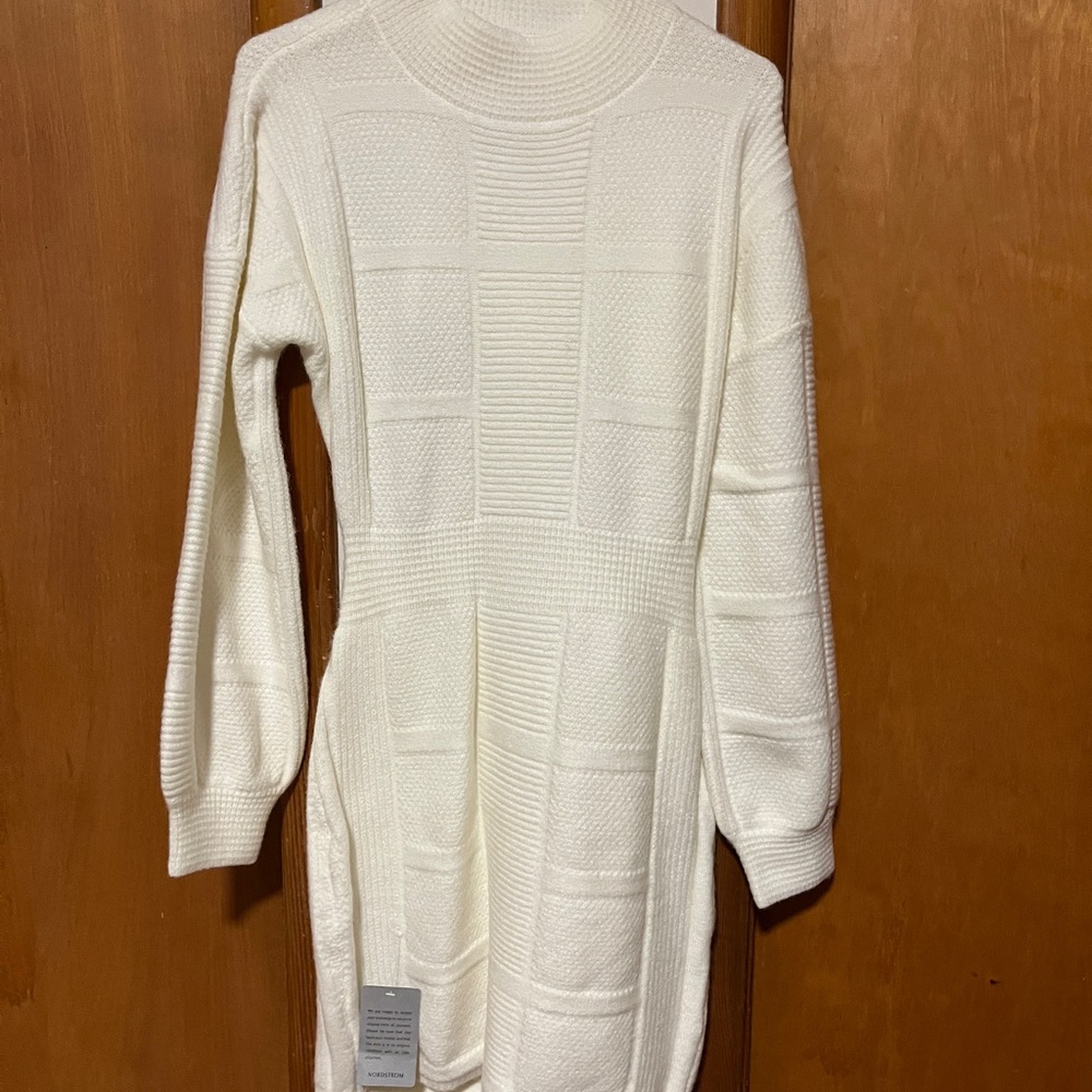Women’s Area Stars Cozy Cream Knit Sweater Dress- Backless. Brand new with tags.